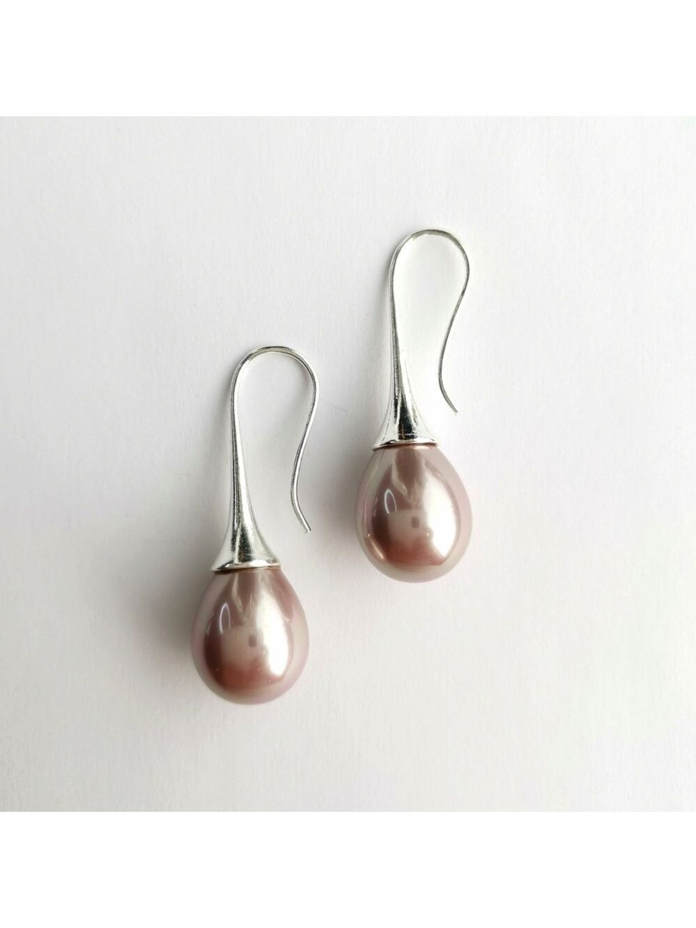 Pearl Drop Earrings Lavender Pink Blush Silver
